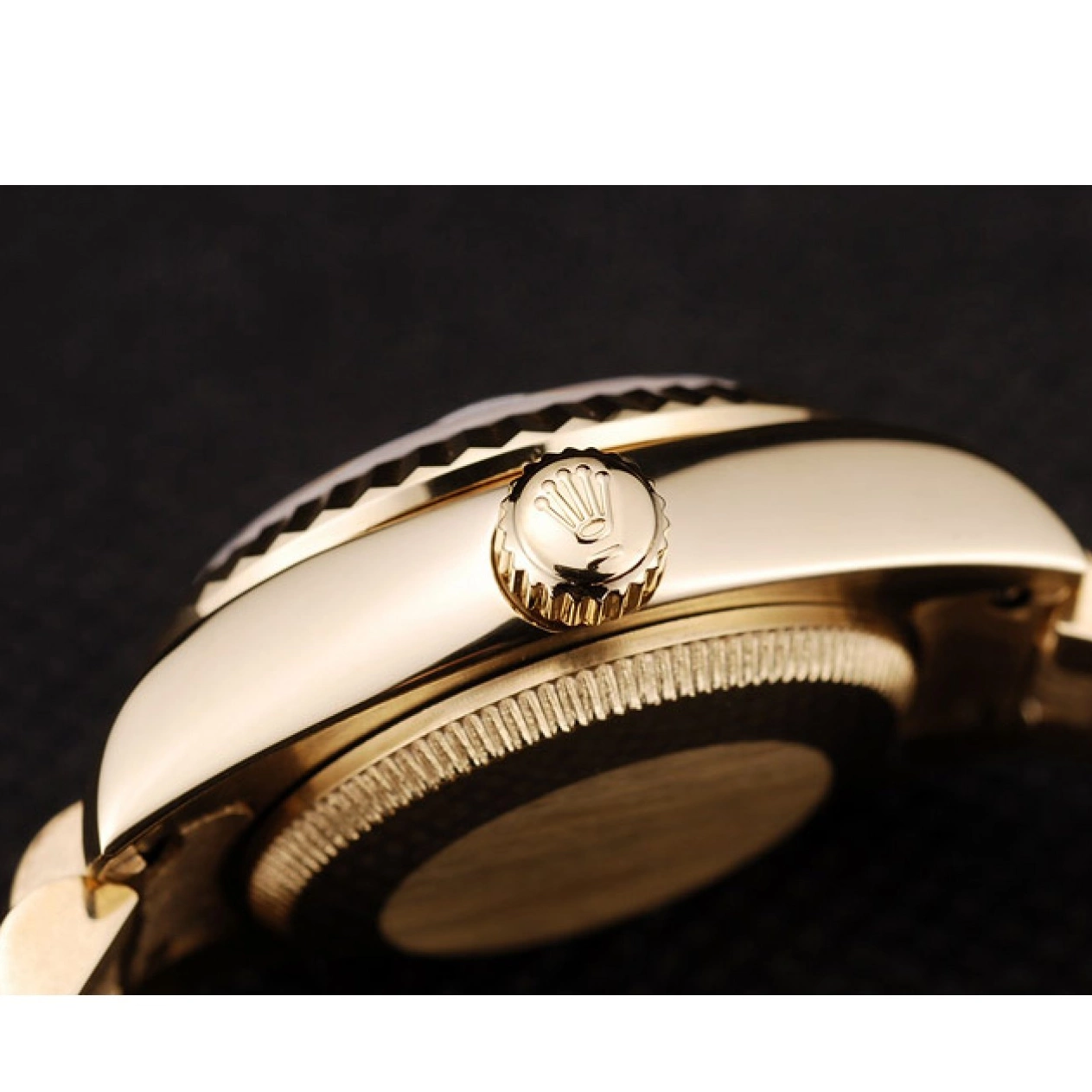 AAA replica watch Pattern Dial DateJust Gold Ribbed Rolex Gold Bezel 0627